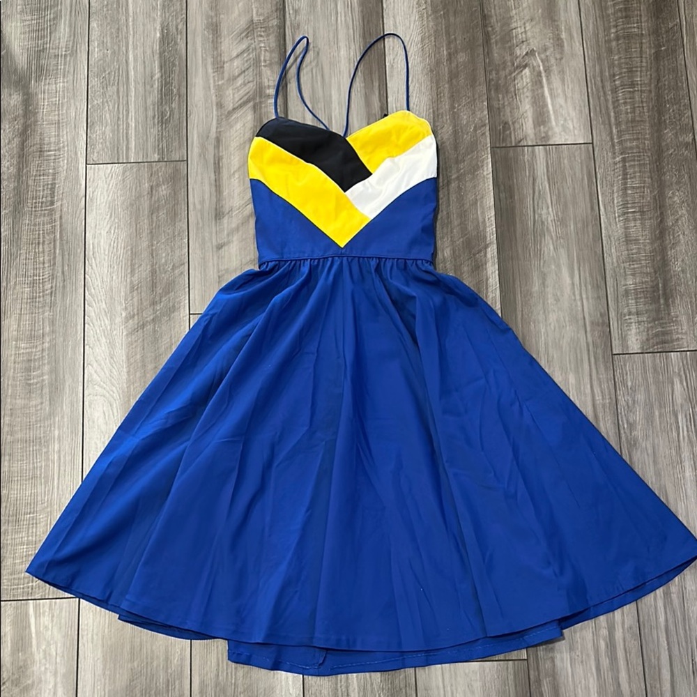 Blue color block vintage dress